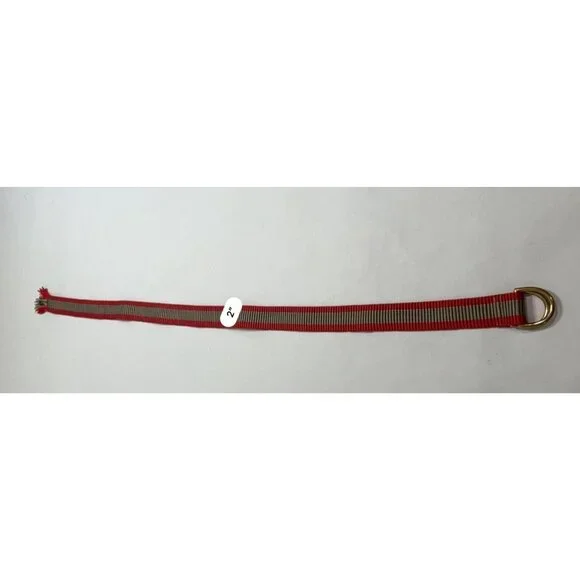 Britt Sisseck Stripe D-Ring Frayed Belt in Red  display picture 3